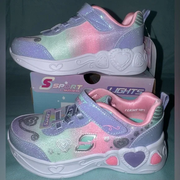S Sport By Skechers Toddler Lucia Sneakers Light Up, Unicorn Pattern - Picture 4 of 9